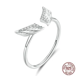 Anel de prata 925 ajustável asas com zircônias brilhantes