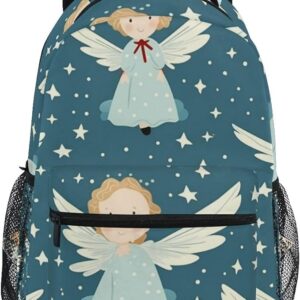 Mochila escolar backpack com anjos meninos e estrelas